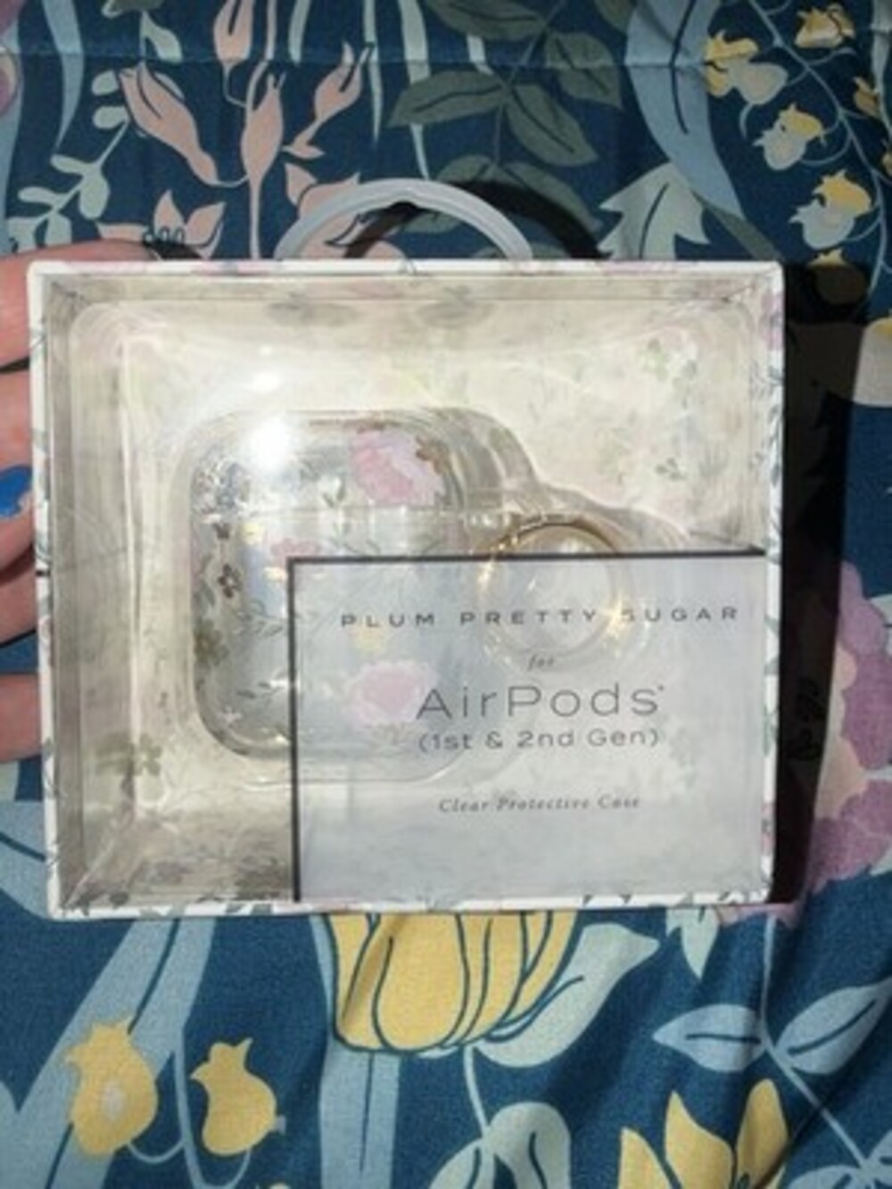 Plum Pretty Sugar Clear Floral AirPods Case with Pink Flowers and Gold Ring